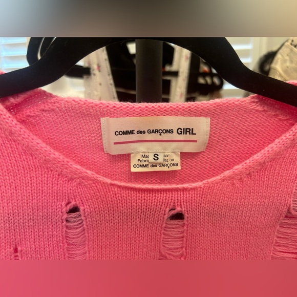 Comme des Garçons Scoop-neck Distressed Pink Sweater - Picture 9 of 9